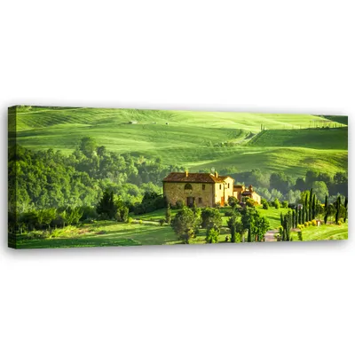 Produktbild von Leinwandbild Landschaft der Toskana 150x50 Feeby Grün bild für die wand bereit zum aufhängen