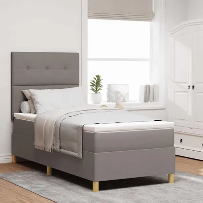 Obrázok produktu pre Maison Exclusive – LED boxspringová posteľ s čelom v odtieni taupe, 90 x 190 cm, látka