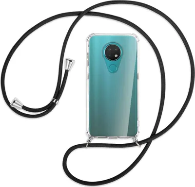 Produktbild von Handykette Backcover-Schutzhülle mit Band (Metall silberfarben) für Nokia 6.2 / 7.2 - schwarz