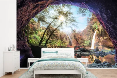 Produktbild von MuchoWow® Fototapete für Wohnzimmer oder Schlafzimmer Wandtapete Vinyl Motivtapete Die farbenfrohe Natur des thailändischen Na Haew-Nationalparks - 525x350 cm - Das Hintergrundbild