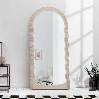 Produktbild von riess-ambiente Design Wandspiegel WAVE 160cm greige Spiegel Ganzkörperspiegel Flurspiegel Dekospiegel