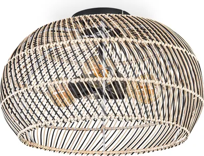 Produktbild von Chadid moderne Deckenlampe aus Metall/Bambus in Schwarz/Naturfarben
