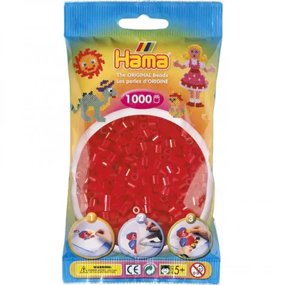 Image de Sachet de 1000 perles à repasser hama midi rouge transparent - loisirs créatifs - 207-13
