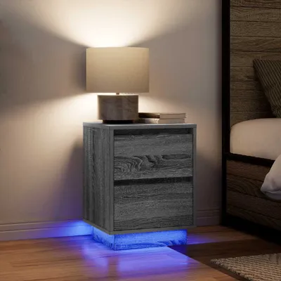 Obrázok produktu pre vidaXL Nočné stolíky s LED osvetlením 2 ks. Sivá Sonoma 38x34x50 cm