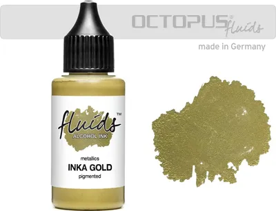 Obrázok produktu pre Octopus Fluids Alcohol Ink INKA GOLD, alkoholový atrament pre fluid art a živicu, zlatý