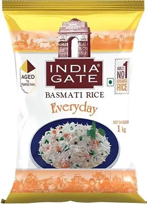 Immagine prodotto di India Gate | Riso Basmati Everyday - 1 kg - Riso indiano - Alta qualità - Senza allergeni