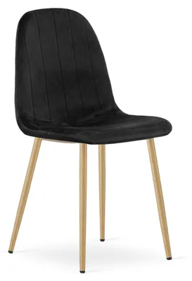 Image de Chaise - Leobert - Padva - Velours Noir/Pieds Chêne - 44,5 X 53 X 87 Cm