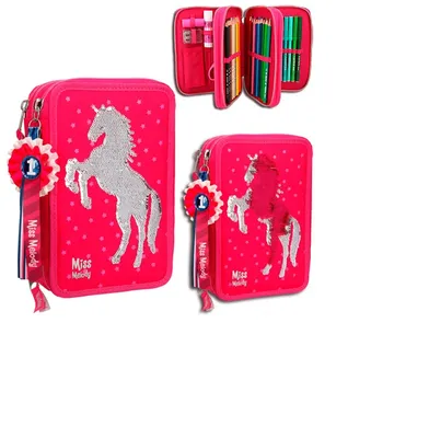 Produktbild von Miss Melody  3-fach Schüleretui  Federtasche - Pferde  Pailetten - 10057