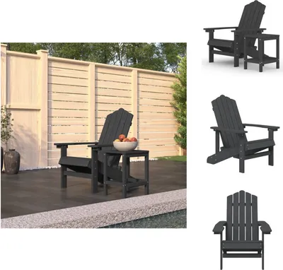 Immagine prodotto di vidaXL Sedia da giardino Adirondack con tavolo HDPE antracite - Sedie da giardino