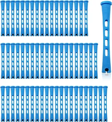 Productafbeelding van Permanentstaven 60 stuks, 0.35 inch, blauwe haarrollers, voor thuisgebruik, voor krullenstyling