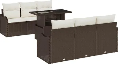 Immagine prodotto di vidaXL Set di divani da giardino 7 pezzi Marrone 100 x 55 x 73 cm Poly Rattan