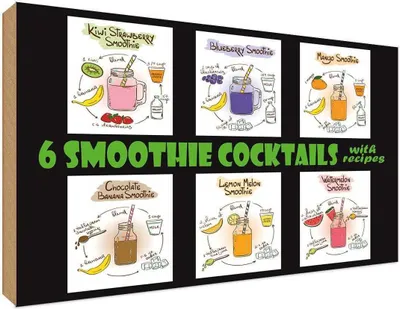 Produktbild von vianmo Holzschild 30x40 cm 6 smoothie cocktails recipes Essen Trinken