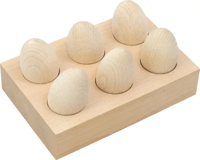Immagine prodotto di Vassoio per uova in legno con 6 uova in legno - Blocco portauova in legno di faggio