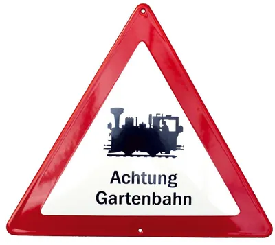 Obrázok produktu pre Emaille-Schild Achtung Gartenbahn