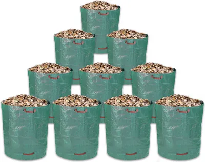 Produktbild von Schramm® 10 Stück Gartensäcke 500L Grün Robusten Polypropylen Gewebe PP Gartensack Garten Sack Säcke Big Bag 500 Liter Volumen 10er Pack im Set