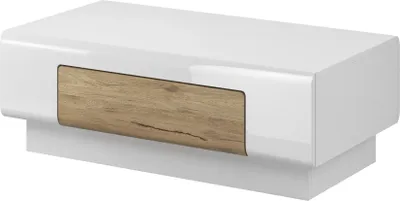 Zdjęcie produktu dla Stolik kawowy TOLEDO Szerokość 110 cm Biały laminat - san remo/Biały połysk - san remo Helvetia Meble 2494DW99