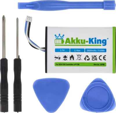 Produktbild von Akku kompatibel mit Sony LIP1708 - Li-Polymer 2600mAh - für Playstation 5 PS5 Controller, DualSense Wireless Controller - mit Öffnungswerkzeug