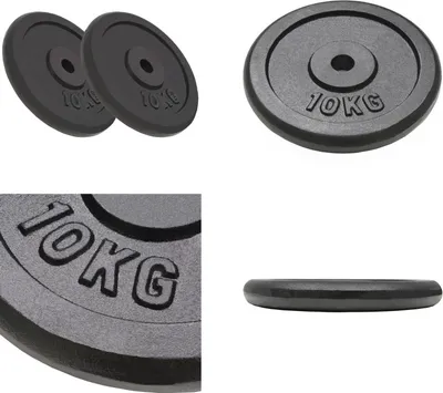 Image de vidaXL Disques d'haltères 2 pièces 2x10 kg en fonte - Disque d'haltères - Disques de poids - Disques de poids