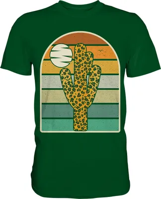 Produktbild von Kaktus Leopard Retro Pflanzen T-Shirt – Bottle Green / 3XL