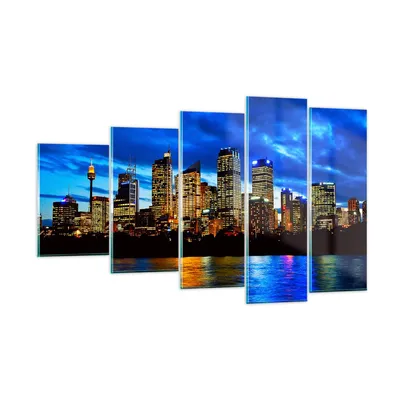 Produktbild von Bilder auf glas - Australien Nacht Stadt Wolkenkratzer - 100x60cm - Glasbilder - Wandbilder - Kunstdruck - Wanddekoration aus Glas - Glas Bilder - Wandbild auf Glas - GEG100x60-1150