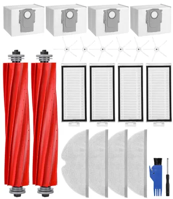 Zubehörset für Roborock Q7, 2 Hauptbürsten, 4 HEPA-Filter, 6 Seitenbürsten