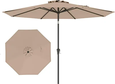Produktbild von GOPLUS Sonnenschirm, Gartenschirm beidseitig um 25° knickbar, Terrassenschirm mit Kurbel, Balkonschirm mit 8 Rippen, Brau