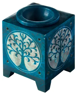 Produktbild von Aromalampe "Baum des Lebens" Speckstein türkis 8x8x12cm