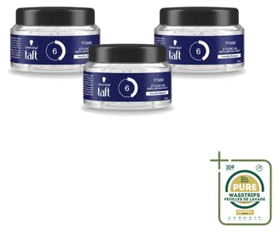 Obrázok produktu pre 3 x Taft Men Power Gel Titane Hold 6 – Silná fixácia – 250 ml – Balenie s 3 kusmi