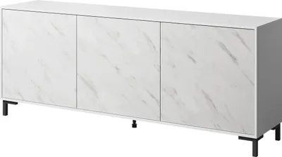 Produktbild von Furniture24 Kommode Marmo 200 cm Wohnzimmerschrank 3 Türiger Schrank Weiß matt Weißer Marmor