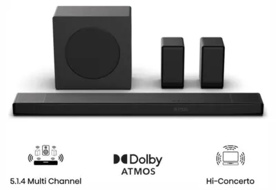 Obrázok produktu pre Hisense AX5140Q, 5.1.4 kanály/kanálov, 600 W, DTS:X, Dolby Atmos, 280 W, 20000 Hz, Bezdrôtový