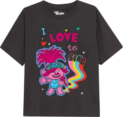 Produktbild von Trolls - "I Love To Sing" T-Shirt für Mädchen TV2455 (128) (Holzkohle)