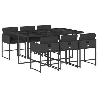 Produktbild von vidaXL 7-tlg. Garten-Essgruppe mit Kissen Schwarz Poly Rattan