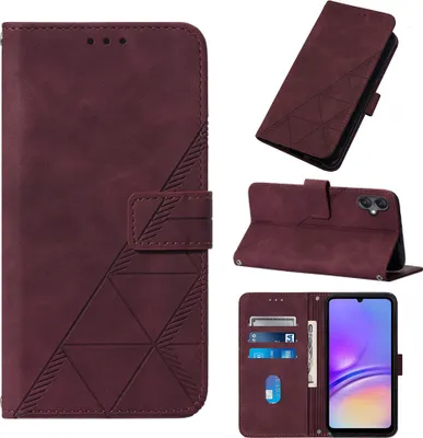 Produktbild von Hülle für Samsung Galaxy A05 Prägung Flip Leder Kartenfächer Schutzhülle mit Ständer Rot