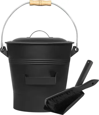 Immagine prodotto di Secchio per cenere con coperchio 10 litri per caminetto e barbecue, nero