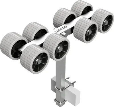 Image de 8 fois Rouleaux chariot de mise à l'eau aide à la mise à l'eau remorque pour bateau pneus en EVA SUPROD RKSRLB-8-EVA, Ø 120 mm, gris/noir