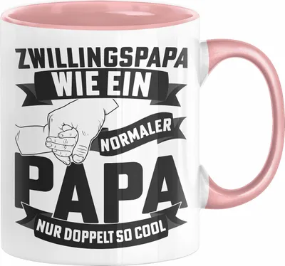 Produktbild von Zwillings-Papa Tasse Geschenk WIe Ein Normaler Papa Nur Doppelt So Cool Vatertag Geschenkidee Zwillinge (Rosa)