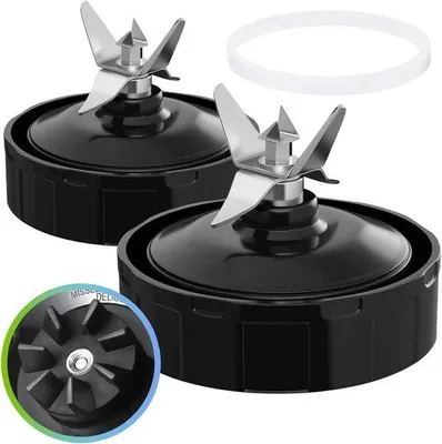 Zdjęcie produktu dla Części zamienne do blenderów 2-szklankowych: zestaw ostrzy do wyciskacza z 7 żebrami z gumową uszczelką, pasujący do blenderów NINJA Auto iQ BL480, BL482, BL642, BL682 i NN102