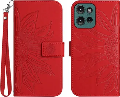 Produktbild von Motorola Edge 50 Neo Hülle - Coverup Sonnenblume Klapphülle mit Schlüsselband - Rot