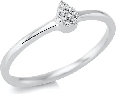Produktbild von Ring Tropfen aus 750 Gold Weißgold 8 Brillanten 0,04ct TW-SI B:4,8mm Innenumfang 54mm  Ø17.2mm