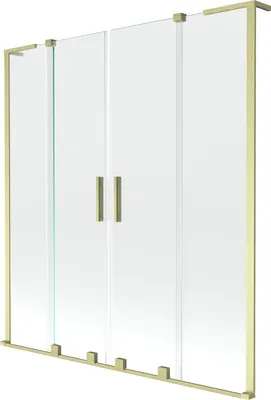 Zdjęcie produktu dla Mexen Velar L Duo parawan nawannowy 2-skrzydłowy rozsuwany 150 x 150 cm, transparent, złoty szczotkowany - 896-150-003-02-55