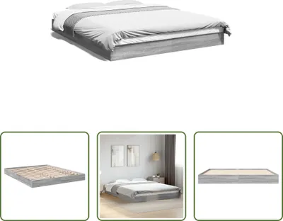 Produktbild von The Living Store Bettgestell Grau Sonoma 160x200 cm Holzwerkstoff