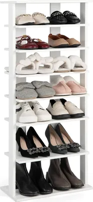 Produktbild von Schuhregal für den Eingangsbereich Schuhregal mit 7 Ebenen Regal für 14 Schuhe Schmal und kompakt Platzsparend 45 x 25 x 110 cm (Weiß L) von GIANTEX