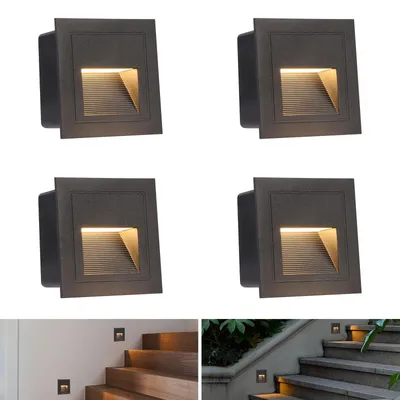 4er-Set LED-Treppenbeleuchtung 3 W 3000 K warmweiß Einbauleuchte schwarz