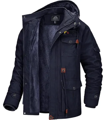 Immagine prodotto di Giacca invernale da uomo, imbottita, in pile, antivento, colore blu scuro