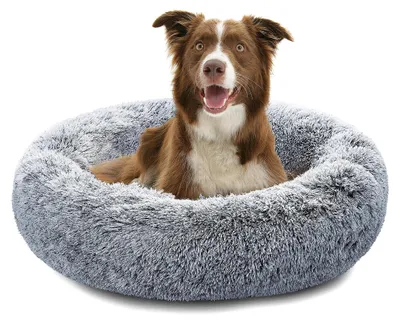 Image de Lit orthopédique pour chien - Lit en forme de donut - Lavable - Antidérapant - En peluche - Bordure surélevée - 70 cm - Panier pour animaux