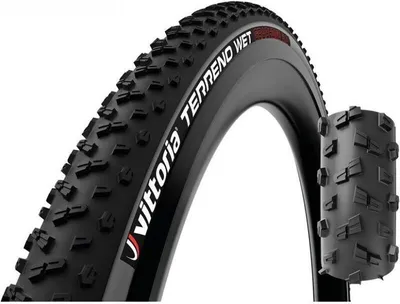 A close-up studio shot of a bicycle tire.