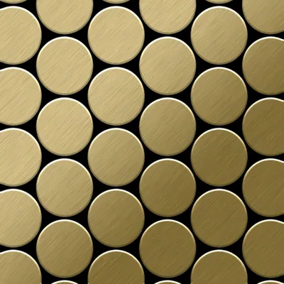 Produktbild von Mosaik Fliese massiv Metall Titan gebürstet gold 1,6mm stark Medallion-Ti-GB