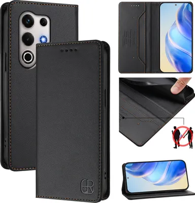 Image de Etui en cuir pour itel S25 Ultra, étui à rabat avec fentes pour cartes, portefeuille et support Noir
