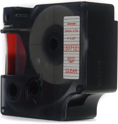 Produktbild von JetWorld Dymo D1 Ersatzband, Rot auf Transparent, 24 mm x 7 m (53712)
