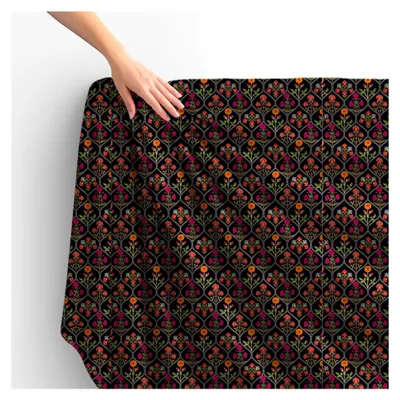 Produktbild von Samtstoff Meterware Dekostoff Bedruckt Möbelstoff Polsterstoff Wasserabweisend Dunkle Blumen 140 x 100 cm